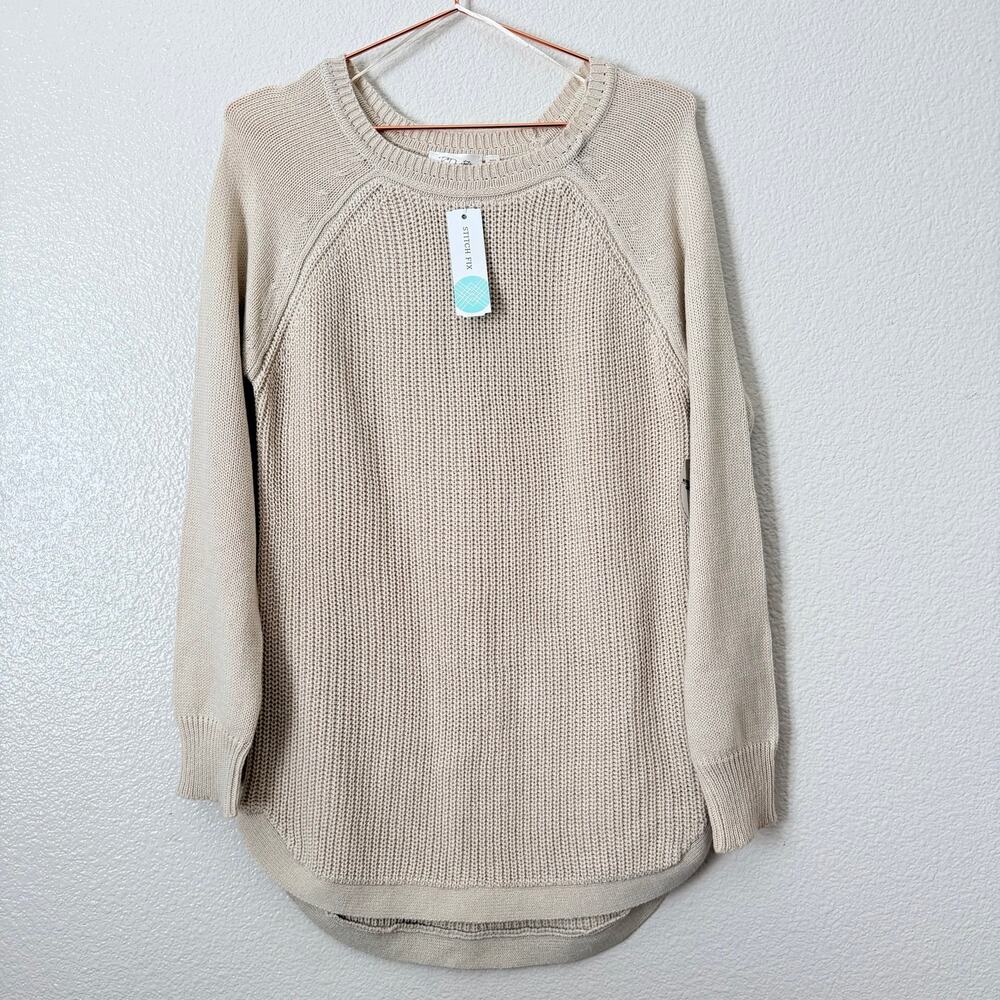 Stitch Fix RD Style Rowca Pull Over Crew Neck Sweater Off-White Tan